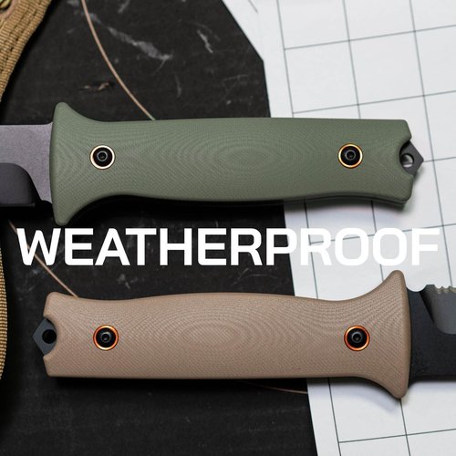 704 Gear Baron Fixed Blade Knife | 4.5 inch 14C28N Steel Full Tang Blade, Textured G10 Handle, and Kydex Sheath with Carrying Clip | Black