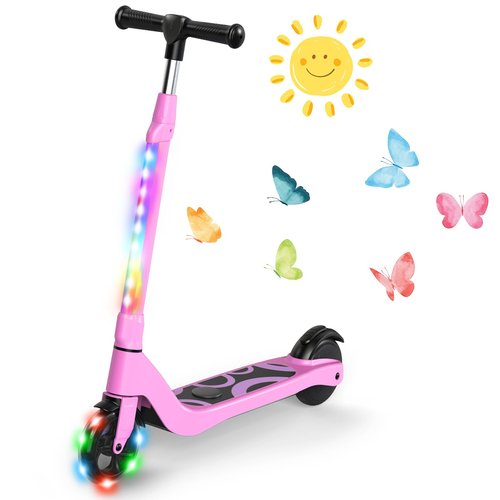 SISIGAD Electric Scooter for Kids Ages 6-12, LED Light-Up Deck, Kids Scooters with 3 Adjustment Levels Handlebar to 36 Inches High,5.3" Wheel Kick Scooter