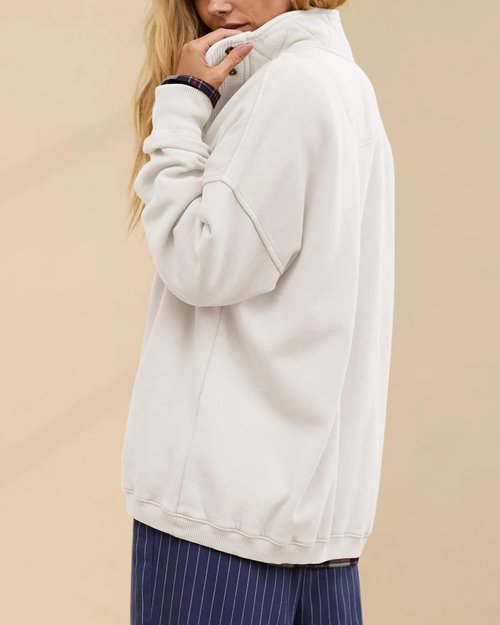 Gacaky Oversized Sweatshirt for Women - Casual Long Sleeve Button Henley Neck Pullover | Fashion Top