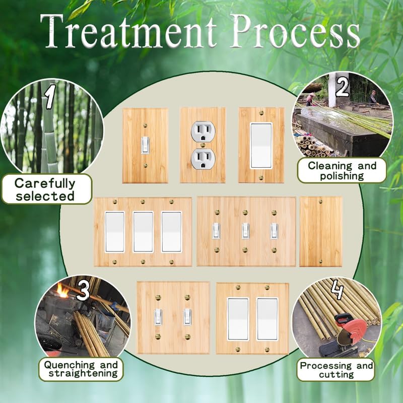 1PC Solid Wood Light Switch Plate Blank Wall Plate Light Switch Cover Quality Raw Wooden Switch Plate Decorative Wall Plate Bamboo Single Toggle