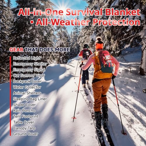 Silver Emergency Thermal Blanket Kit 10 Pack - Extra Large 84x63 Inches Survival Mylar Blankets for Camping, Cold Weather, First Aid