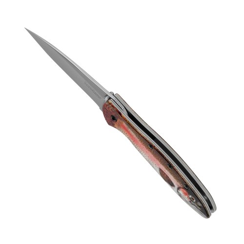 Kershaw Leek Folding Pocket Knife, 3" Sandvik 14C28N Blade, Aluminum Handle, Slim and Versatile Tool, Made in the USA (Trout)