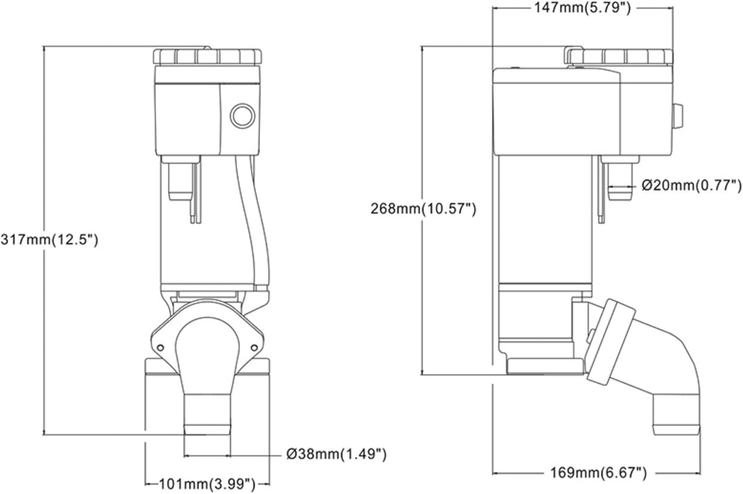 SEAFLO 12V Electric Marine Toilet Conversion Kit - Self-Priming Macerator Flush, Fits Compact & Regular Heads