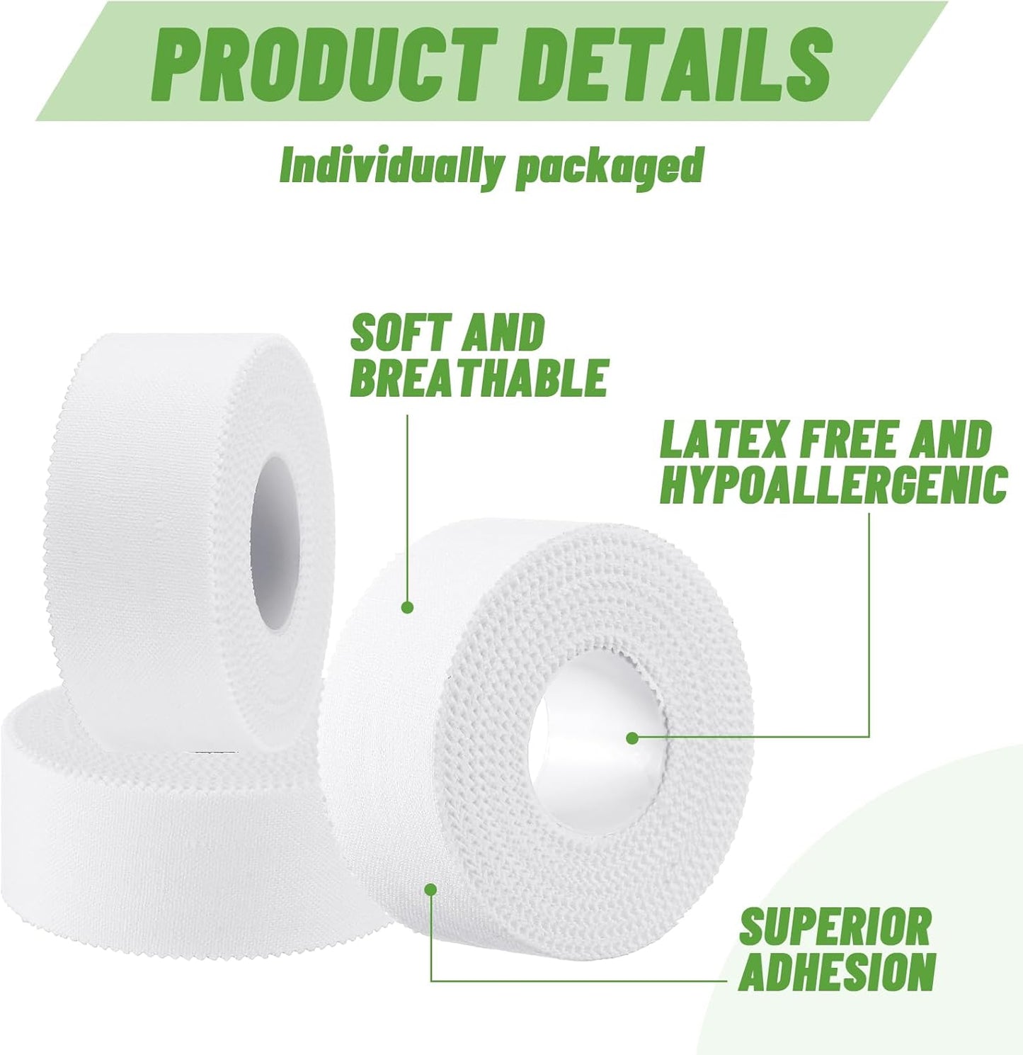 Threlaco Athletic Porous Tape - 1" Wide x 10 Yards | Medical Adhesive for Sports & Muscle Support