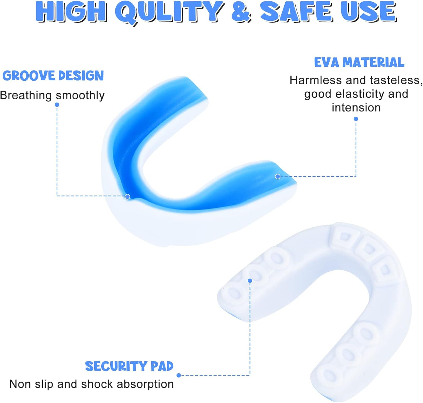 MENOLY Youth Mouth Guard - 6 Pack with Portable Cases for Football, Basketball, Boxing & More
