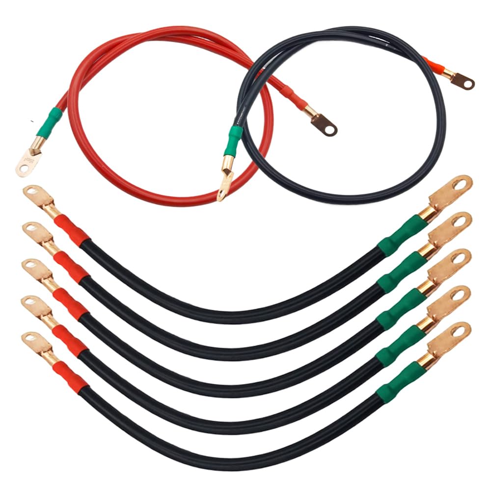 7 PCS 4 Gauge Pure Copper Golf Battery Wiring Cables 48Volt Golf Cart Battery Cables Compatible with Club Car DS & Precedent 1994 Up