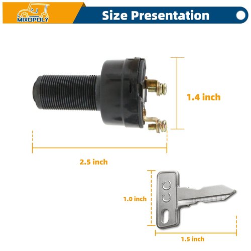 MIXOPOLY Ignition Key Switch for Club Car DS Electric Golf Cart 1996-Up, 2 Terminals Stater Switch Replace OEM 101826201, 1018262-01