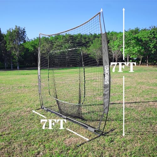 7x7ft Portable Baseball Net with Steel Frame - Black