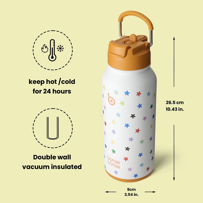 BOTTLE BOTTLE 32oz Insulated Water Bottle Stainless Steel Sport Water Bottle with Straw Dual-use Lid Design for Gym with Pill Box (Stellar Pop)