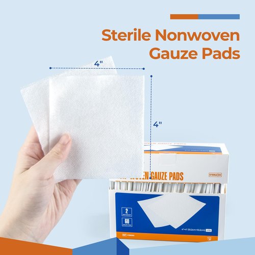 Kingstar Sterile Nonwoven Gauze Pads, 4"x 4" Wound Dressing, 120 Packs - 240 Pieces Superior Soft Sponge Pads, Higher Absorbent Gauze Compresses for Trauma or Post-Operative Wound Care