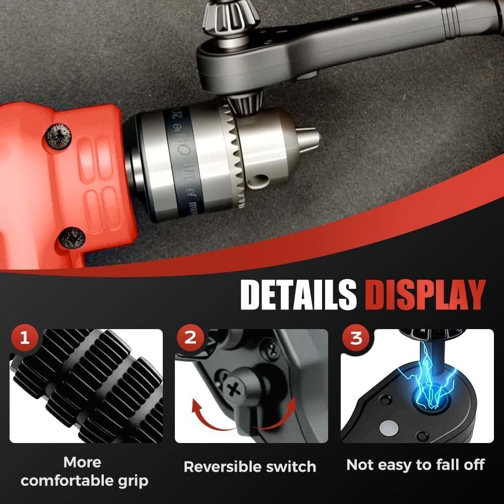 Zeamyhy 3 in 1 Drill Chuck Ratchet Wrench, Drill Press Chuck Key, Replacement Tool for Electric Drills & Power Tools with Extended Arm for Added Torque (All Size)