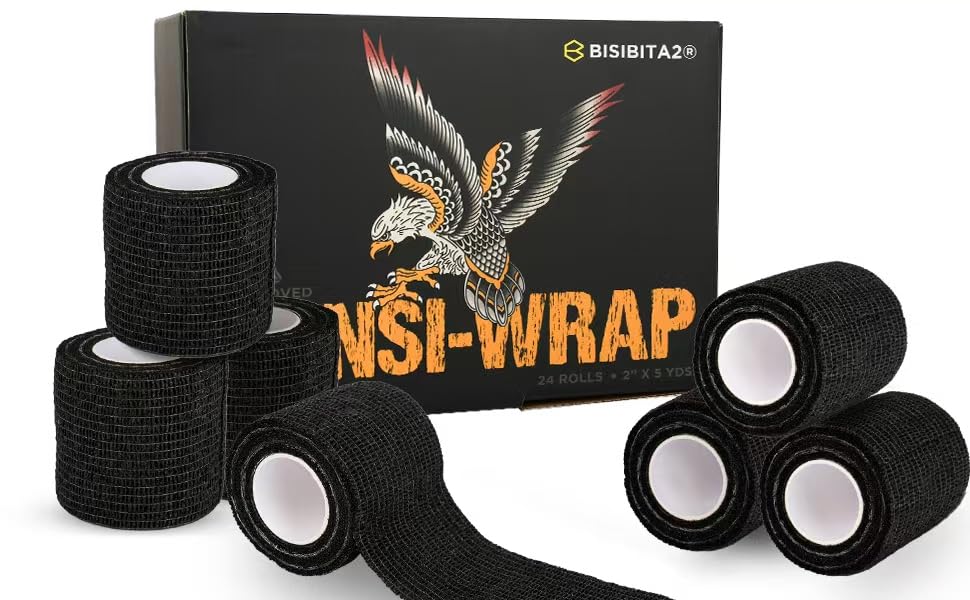 BISIBITA2 Sensi Wrap Grip Cover Sports Self Bandage Rolls 2-inch x 5-Yards 24pcs (Black)