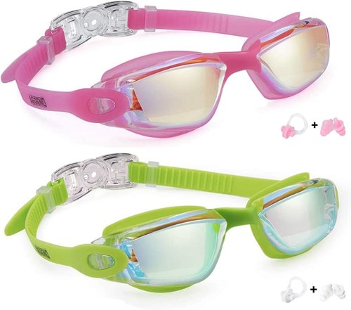 Aegend Kids Swim Goggles - Pack of 2 Comfortable Swimming Goggles for Ages 3-14 | Unisex Design
