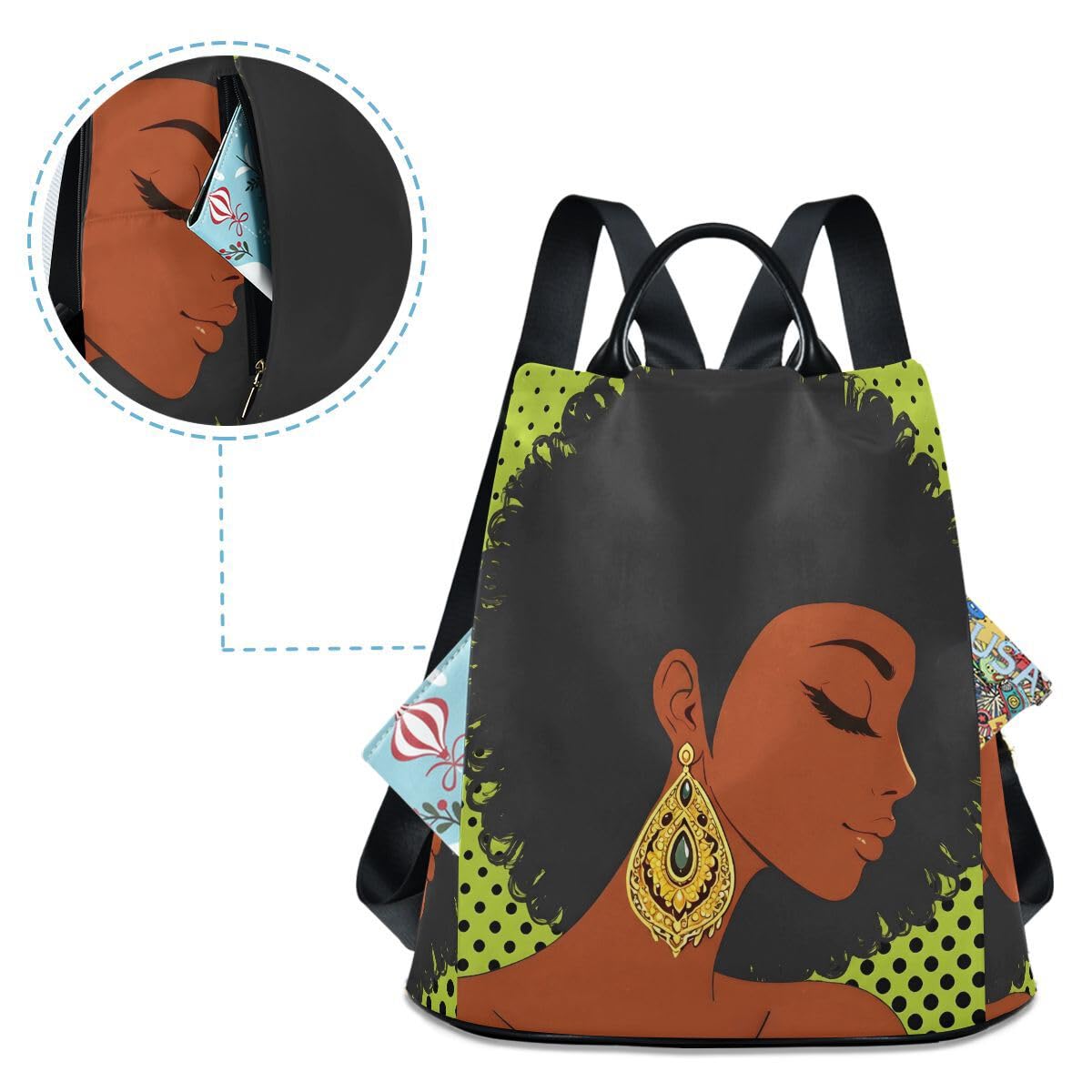 ALAZA African American Woman Backpack for Daily Shopping Travel