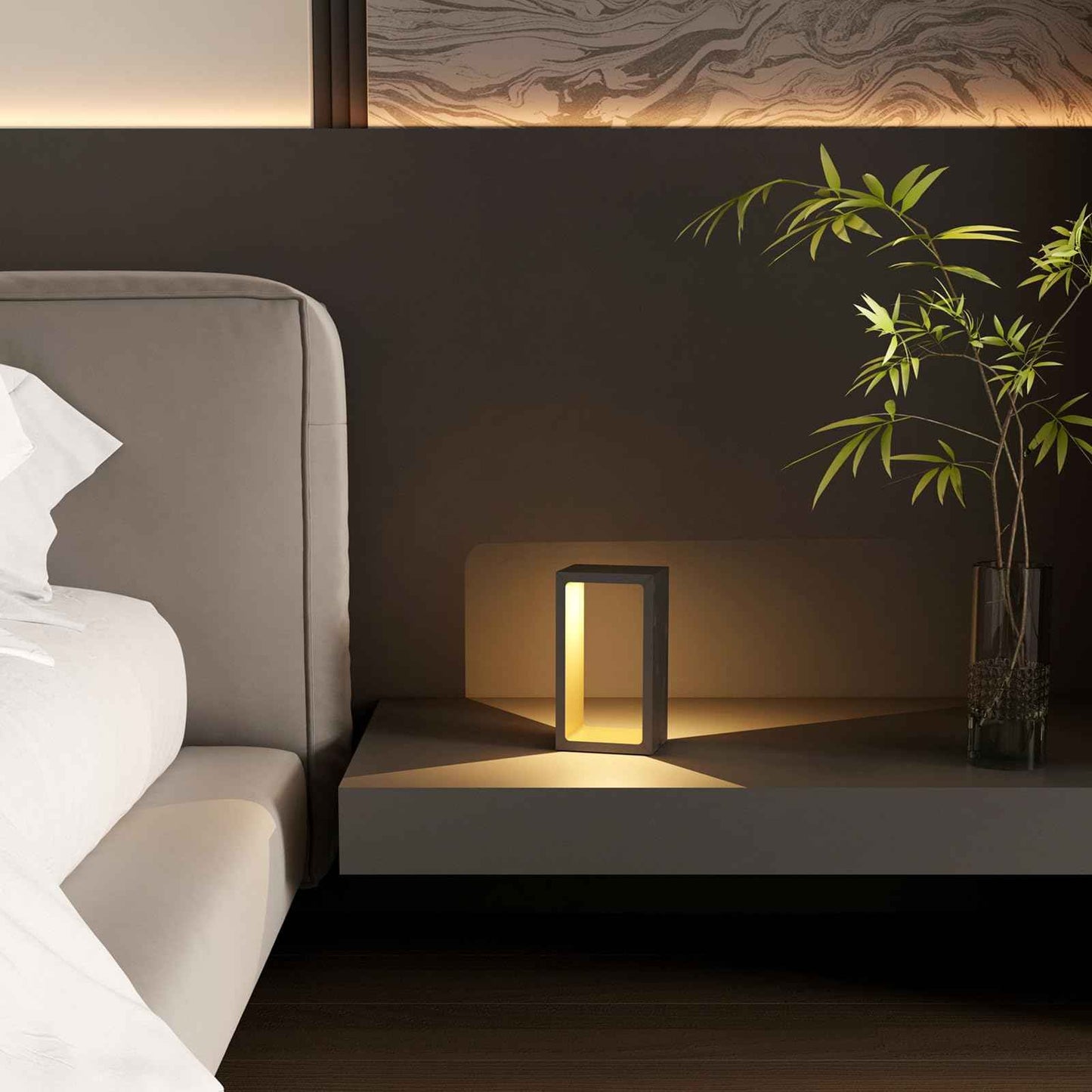 Minimalist Portable Cordless LED Desk Lamp, Adjustable Brightness Bedside Night Light, 7" High Aluminum Metal Table Lamp Battery Operated, Rechargeable Wireless Table Lamp for Home (Black + Gold)