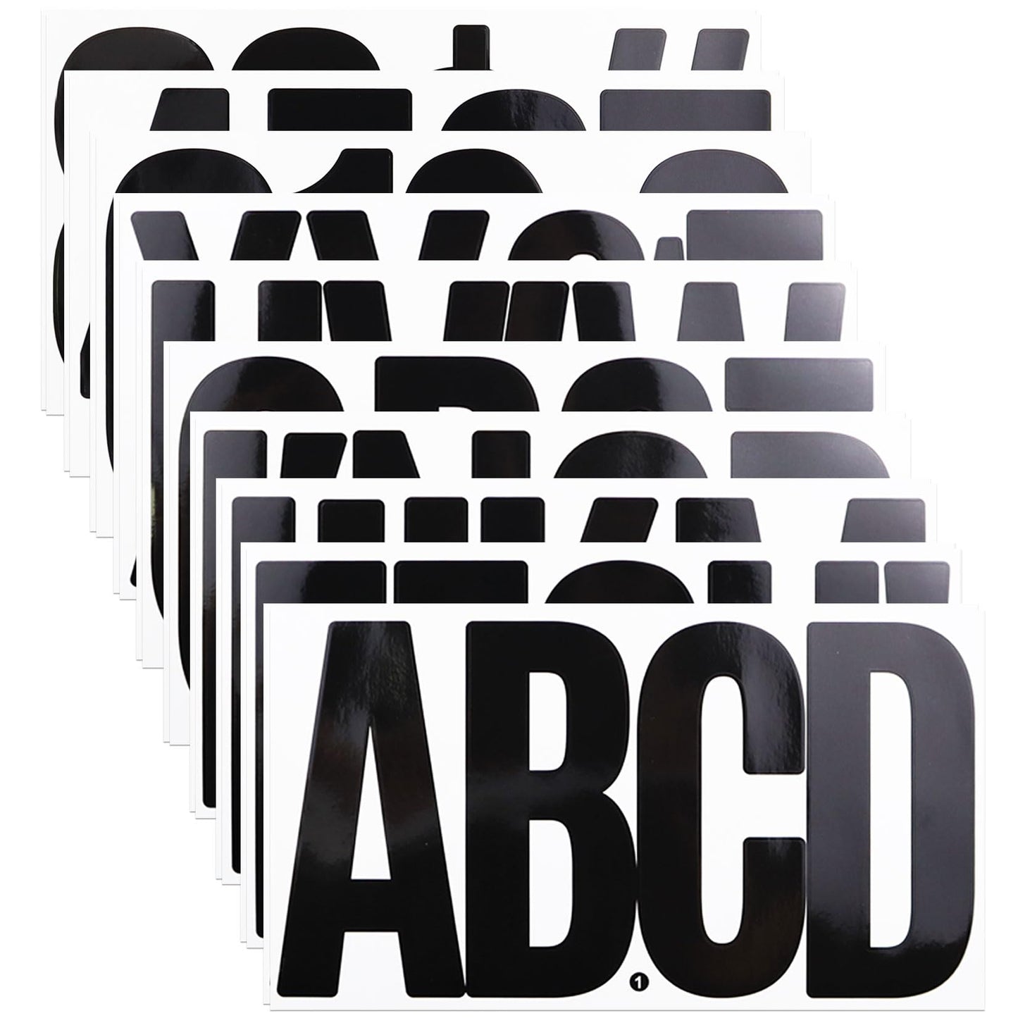 20 Sheets 6 Inch Letter Number Stickers, Self Adhesive Vinyl Capital Alphabet Punctuation Stickers for Mailbox, Crafts, House Number, Notice Boards - Black