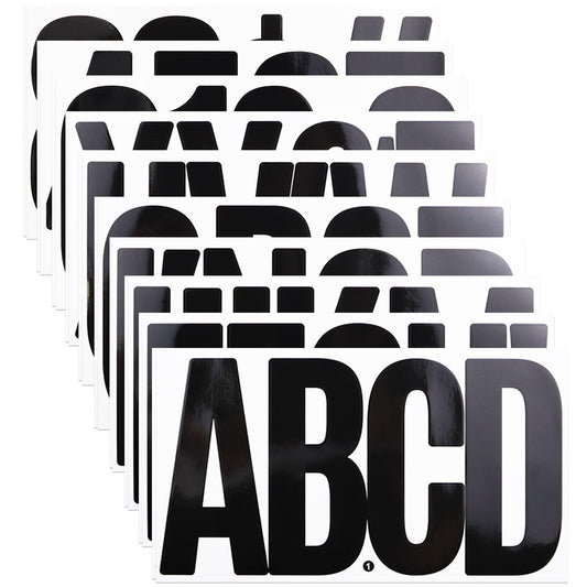 20 Sheets 6 Inch Letter Number Stickers, Self Adhesive Vinyl Capital Alphabet Punctuation Stickers for Mailbox, Crafts, House Number, Notice Boards - Black