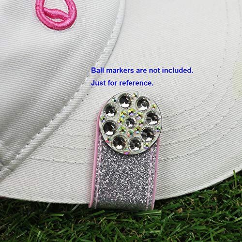 GOLTERS 2-Pack Silver Glitter PVC Golf Hat Clips for Women & Men