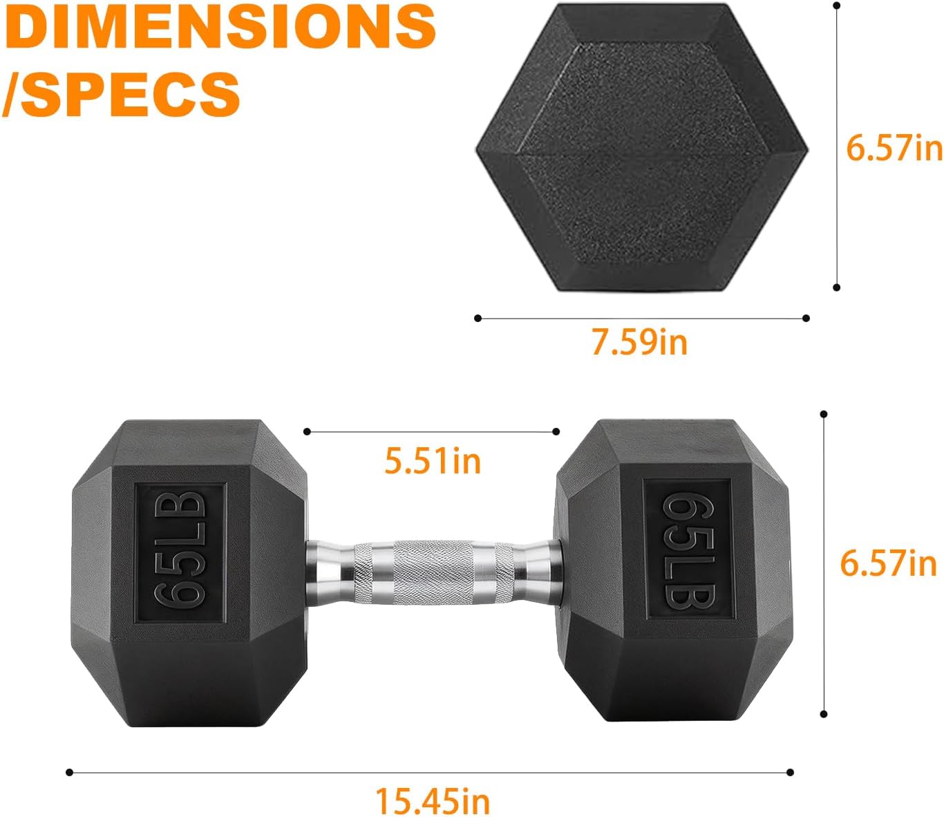 Rubber Hex Dumbbell Set - Premium Coated Free Weights for Home Gym | Multiple Weights 15-550 lbs