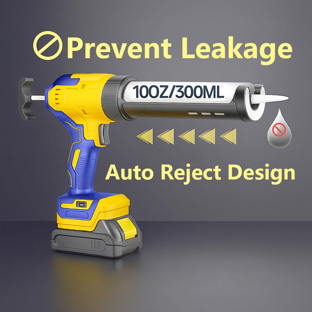 Cordless Electric Caulking Gun Compatible with DeWalt 20V Max Battery(NO BATTERY), 310ml/10oz Caulk tubes, LED Light, Auto Retract, 6 Speed Caulk Gun No Drip for Filling, Sealing, Repairing
