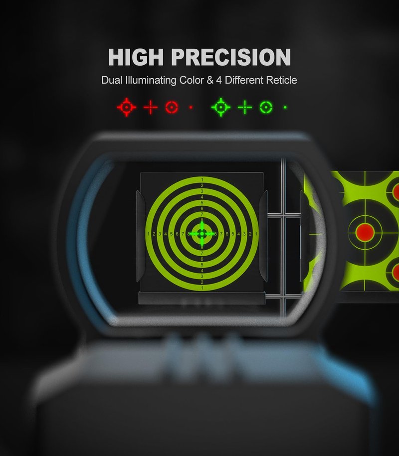 Feyachi Reflex Sight - Red and Green Dot Optics Sight Adjustable Reticle (4 Styles) Motion Awake with Button Brightness Adjustment