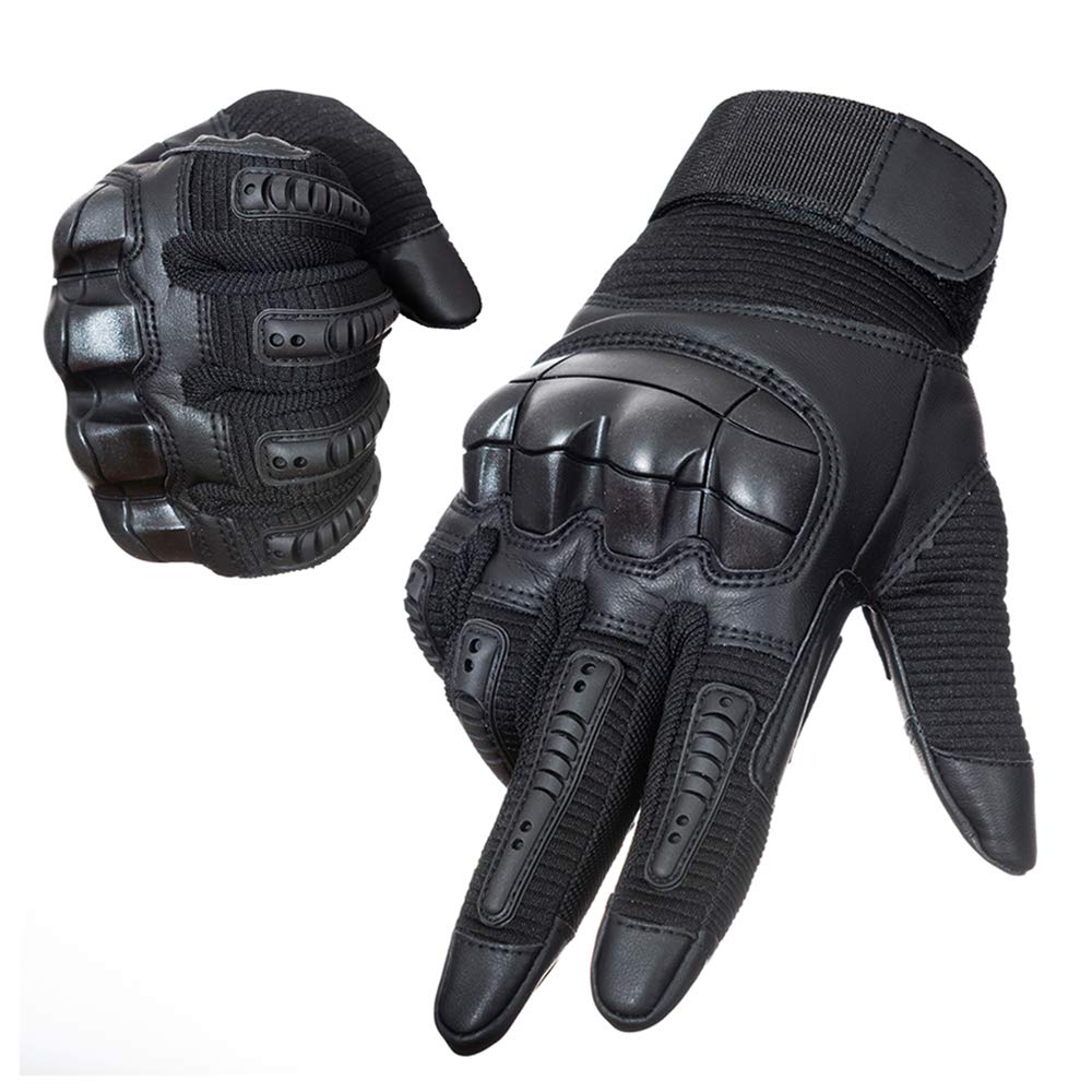 YUNLONG Tactical Gloves Touch Screen Motorcycle Full Finger Cycling Motorbike ATV Hunting Hiking Riding Climbing Operating Work Sports Gloves (Black, X-Large)