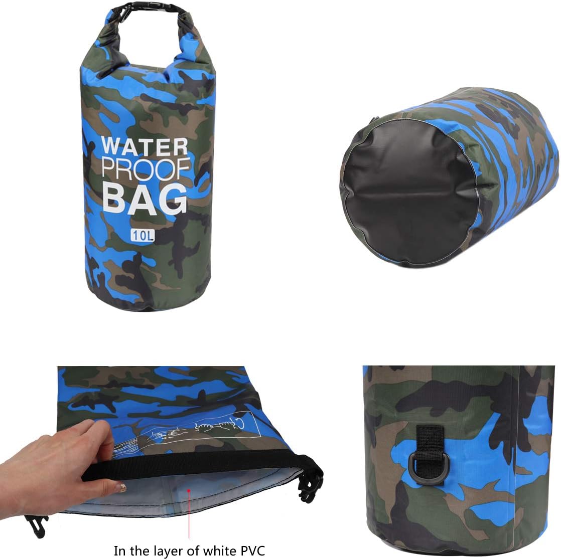 Skiennix Waterproof Dry Bag - Roll Top Sack Keeps Gear Dry for Kayaking, Rafting | Dark Blue, 5L