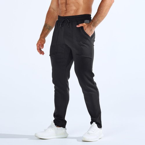 BROKIG Mens ZeroArmor Workout Running Jogger Sweatpants,Stretch Double Ankle Zipper Gym Pants Fitted Sweat Pants Pocket (Large, Black)