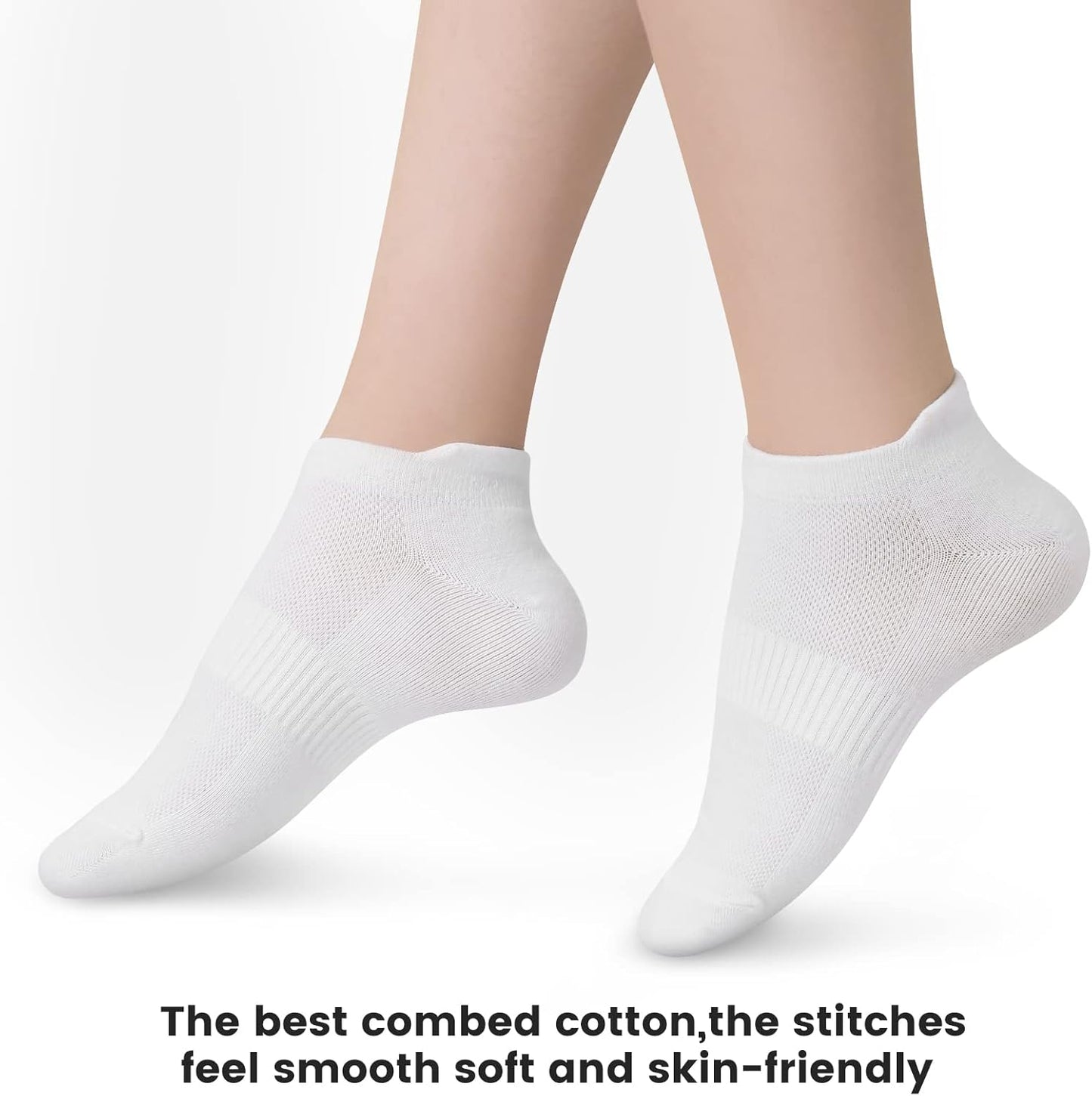 Sallking Women's Ankle Cotton Socks - Soft, Low Cut No Show Athletic Socks | 6 Pairs in White