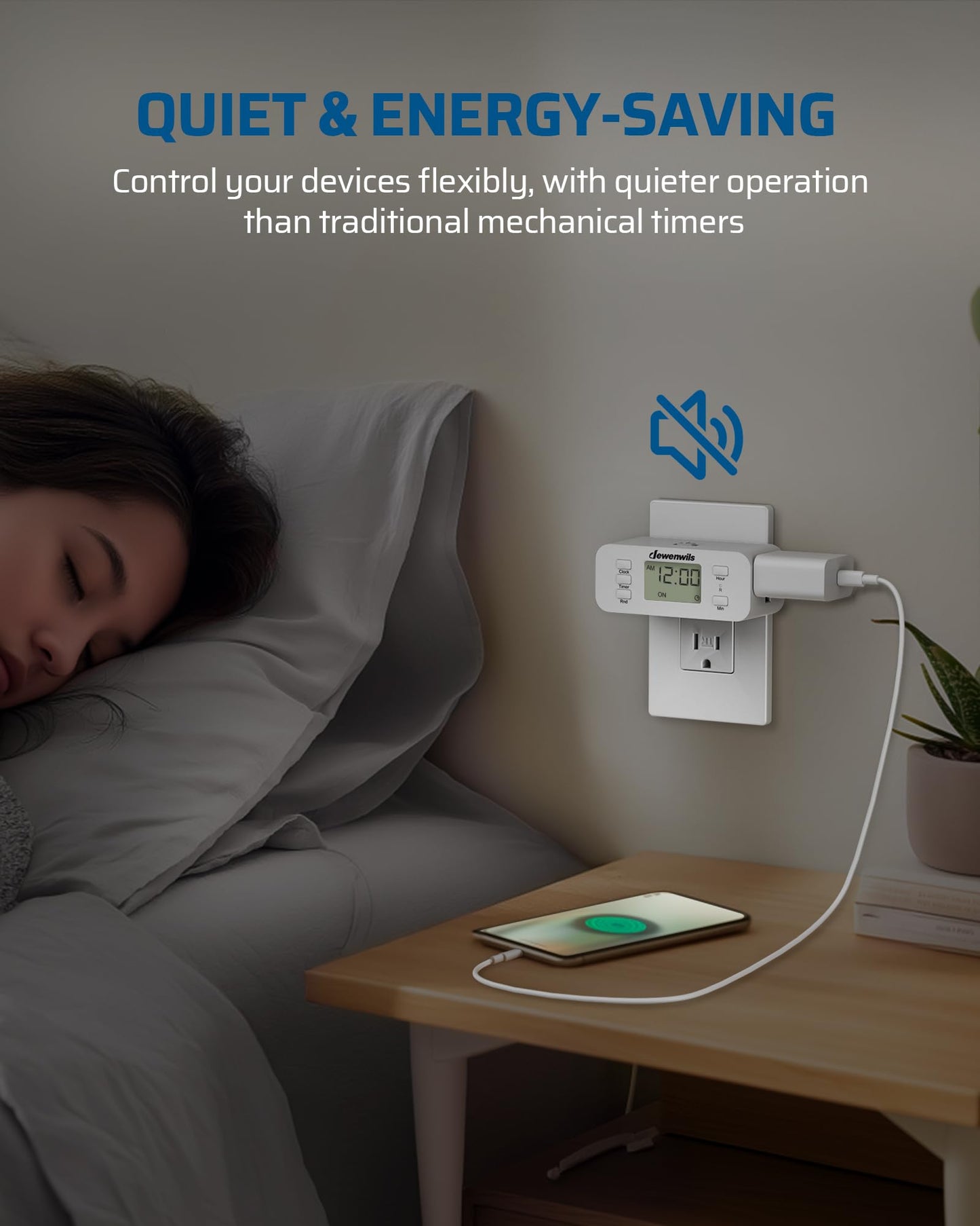 DEWENWILS 24 Hour Programmable Digital Timer Outlet, 2 Pack Timers for Electrical Outlets, Indoor Light Timers for Lamp Fan Aquarium, 2 Grounded Outlet, 125V/15A Resistive/1000W Tungsten, 3 Prong