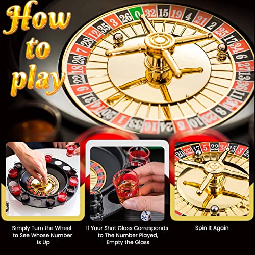 Shot Glass Roulette Drinking Game Set - 16 Glasses & 2 Balls