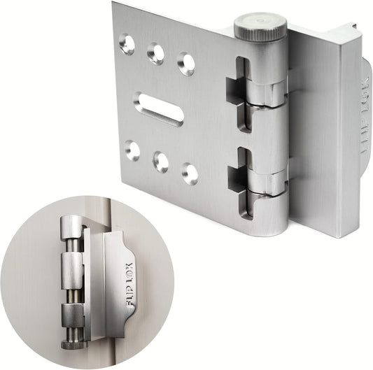 FlipLok Keyless High Security Door Lock - 10X Stronger Than Deadbolt, Silver