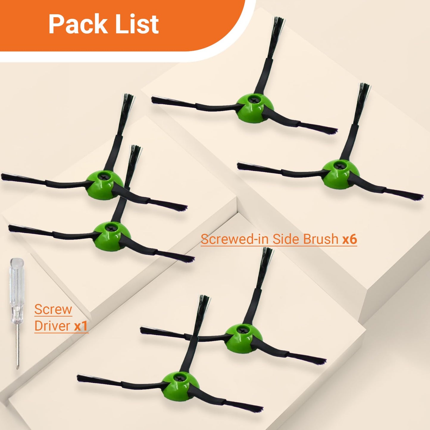 Black Side Brush Compatible for iRobot Roomba J7 J7+ J9 J9+J5 J5+ J6 J6+ J8 J8+ i5 i6 i7 i3 i4 i1 i2 e5 e6 Robotic Vacuum Cleaner Replacement Parts,6 Edge Sweeping Side Brush Accessories,Screw Driver