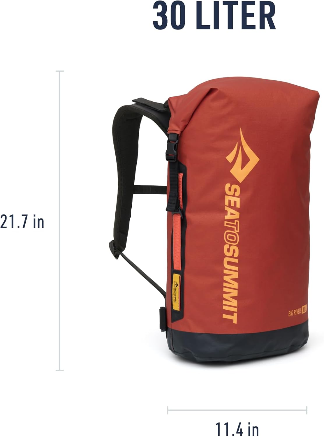 Sea to Summit Big River Dry Backpack - 30L Waterproof Design with Adjustable Harness | Picante Red