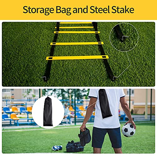 12 Rung Agility Ladder Set with Steel Stakes & Carry Bag