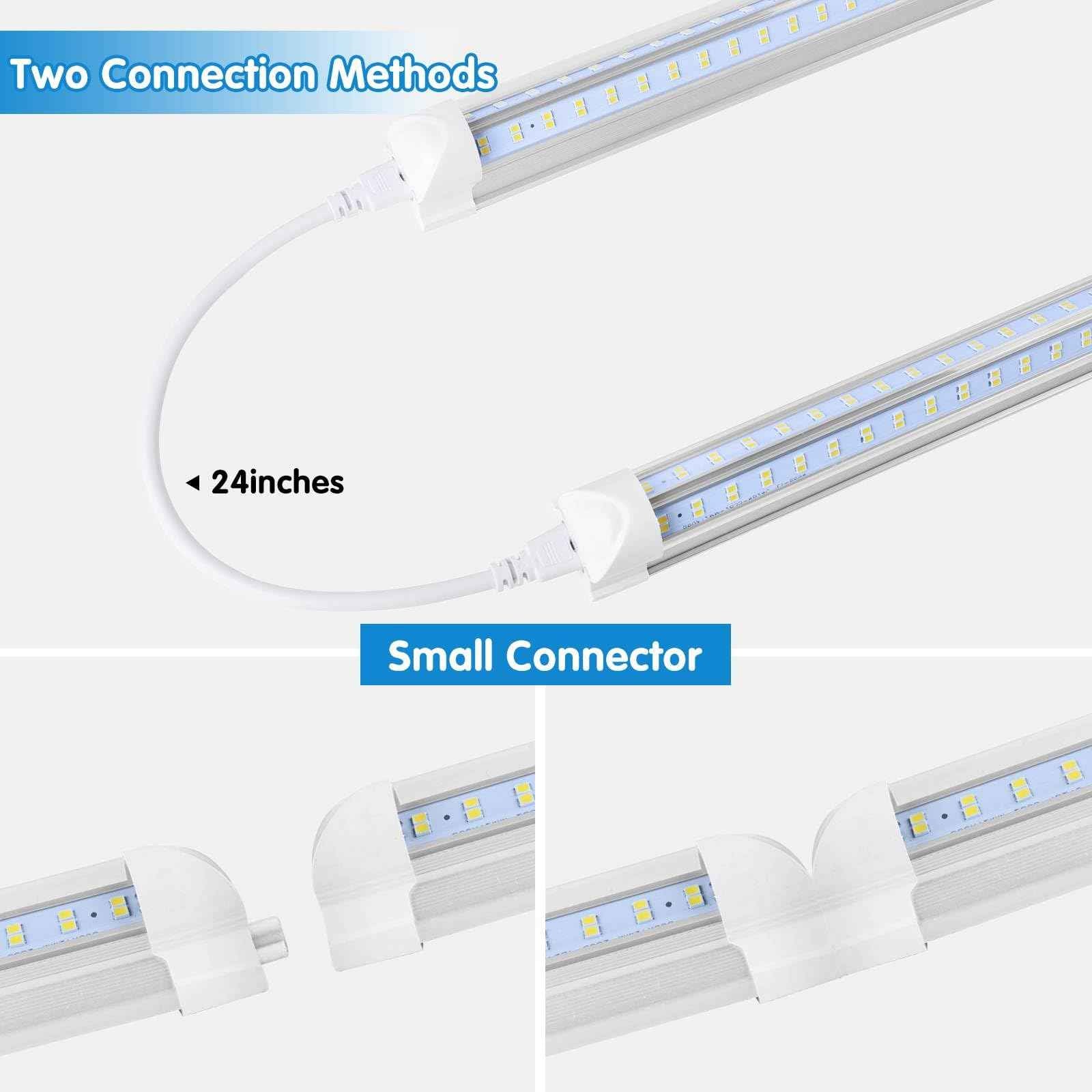 Led Shop Lights,Led Shop Lights 4FT 50W 6500K 7000LM Clear White,Shop Light 4FT 110V Linkable Integrated V-Shape for Shop Garage,Warehouse,Workbench and Workshop Commercial Bay Lighting(4-Pack)