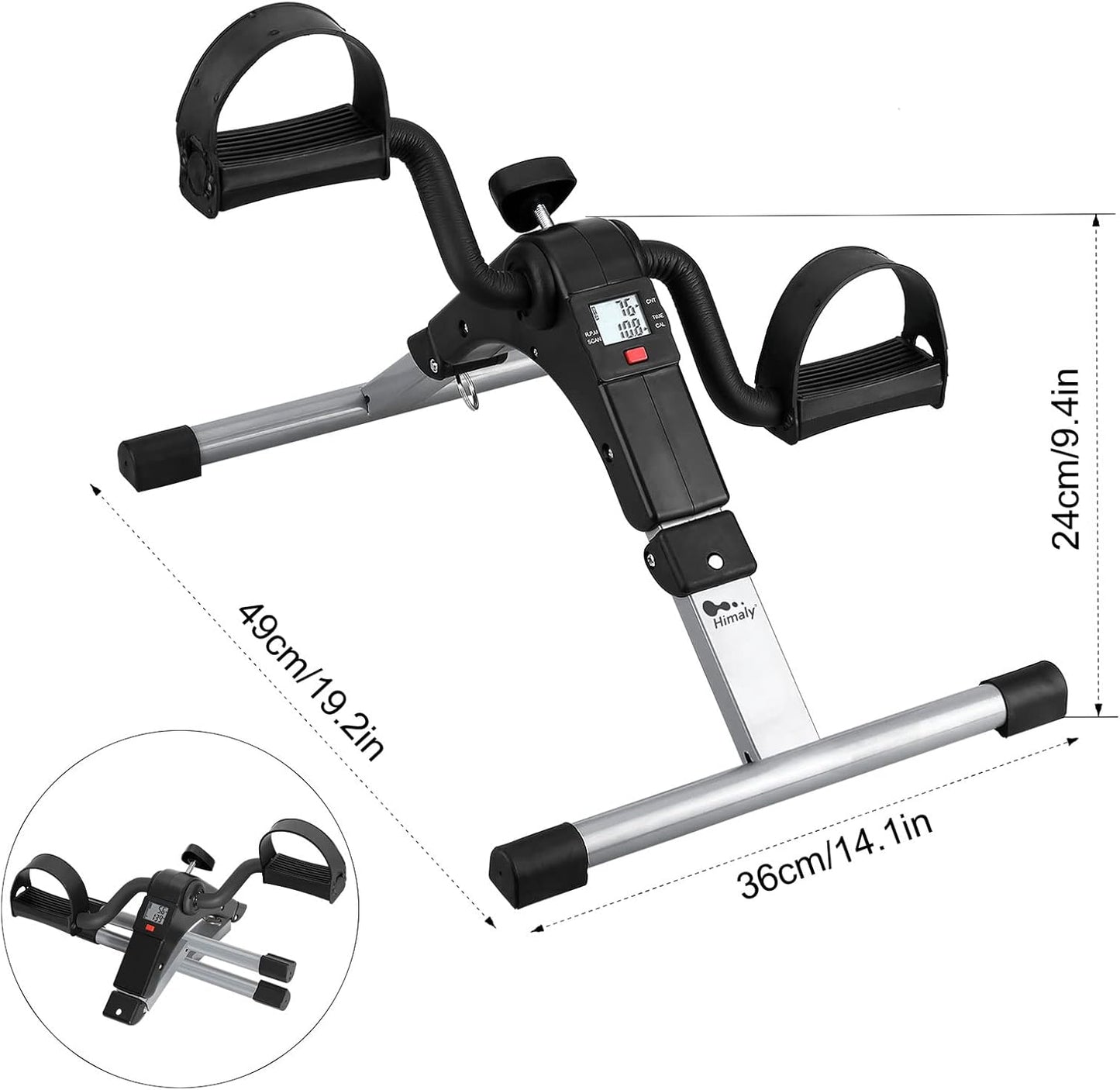 Skiennix Folding Pedal Exerciser - Mini Under Desk Bike with LCD Display for Arms & Legs Workout | Portable & Compact