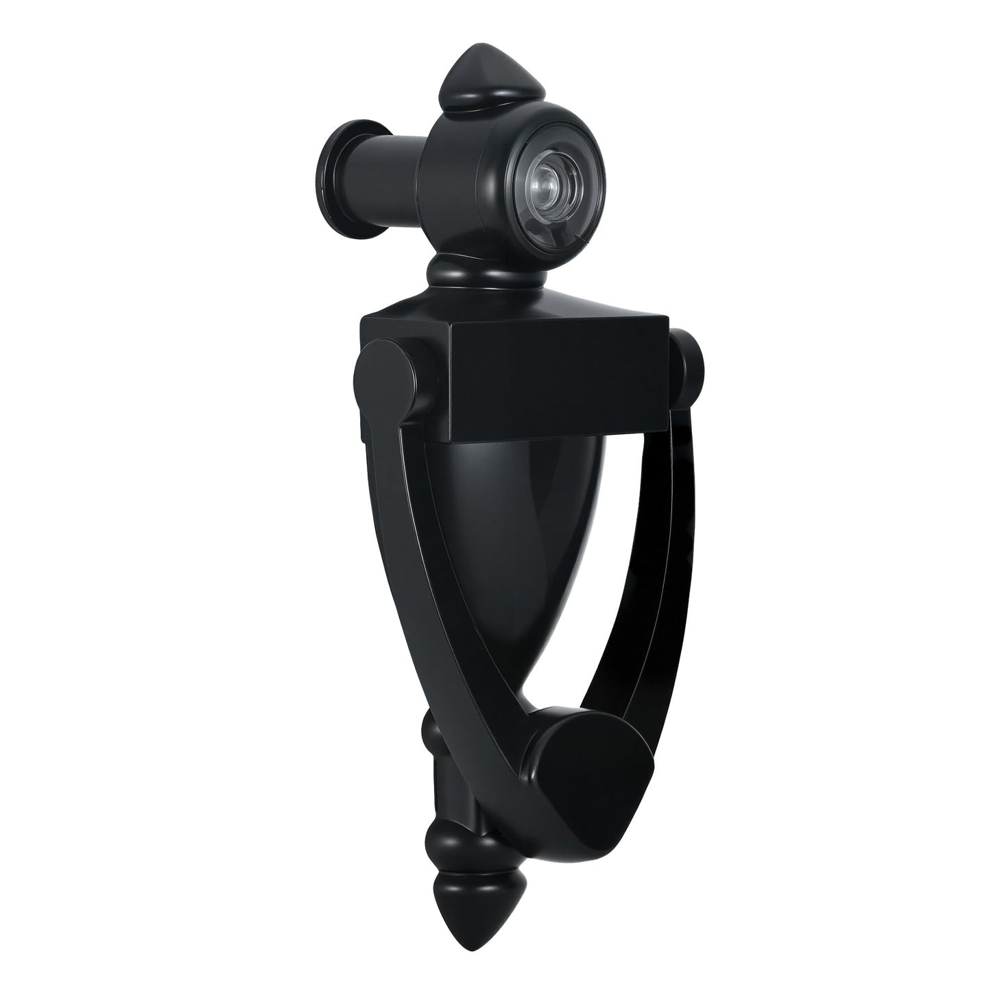 HOMOTEK Door Knocker with 180 Degree Peephole Viewer, Zinc Die-Cast Construction 5 Inch Height for Front Door Security, Black, 1 Pack