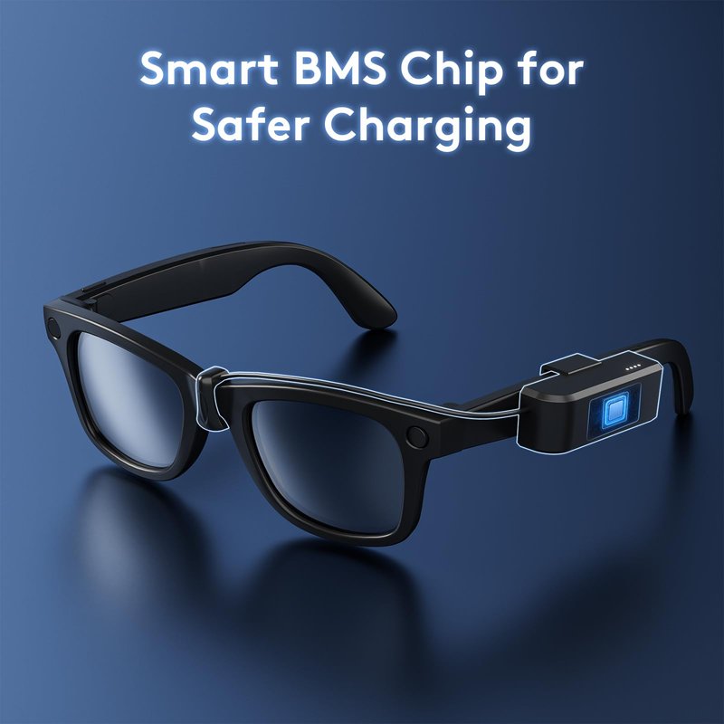 Euezmy Portable Charger for RayBan Meta Gen2 Smart Glasses, Ultra-Light Wearable Mini Charger for Wayfarer, Headliner, Skyler, Clip-On Portable Accessory for Meta AI Glasses with USB-C Cable, Black