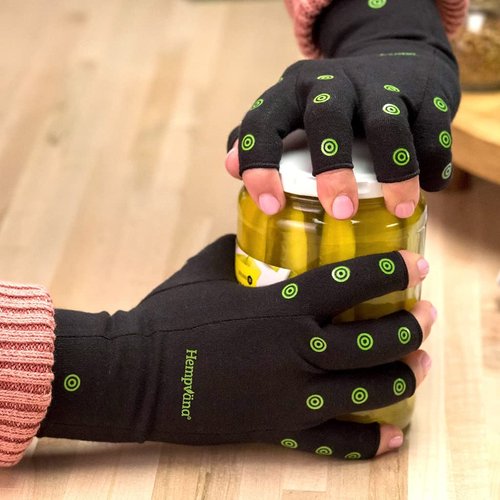 Hempvana Green Relief Arthritis Gloves Woven with Hemp Fibers, AS SEEN ON TV, Advanced Compression to Help Relieve Pain & Swelling, Adjustable Wrist Strap for the Ultimate Fit, Non-Slip Grip, (L/XL)
