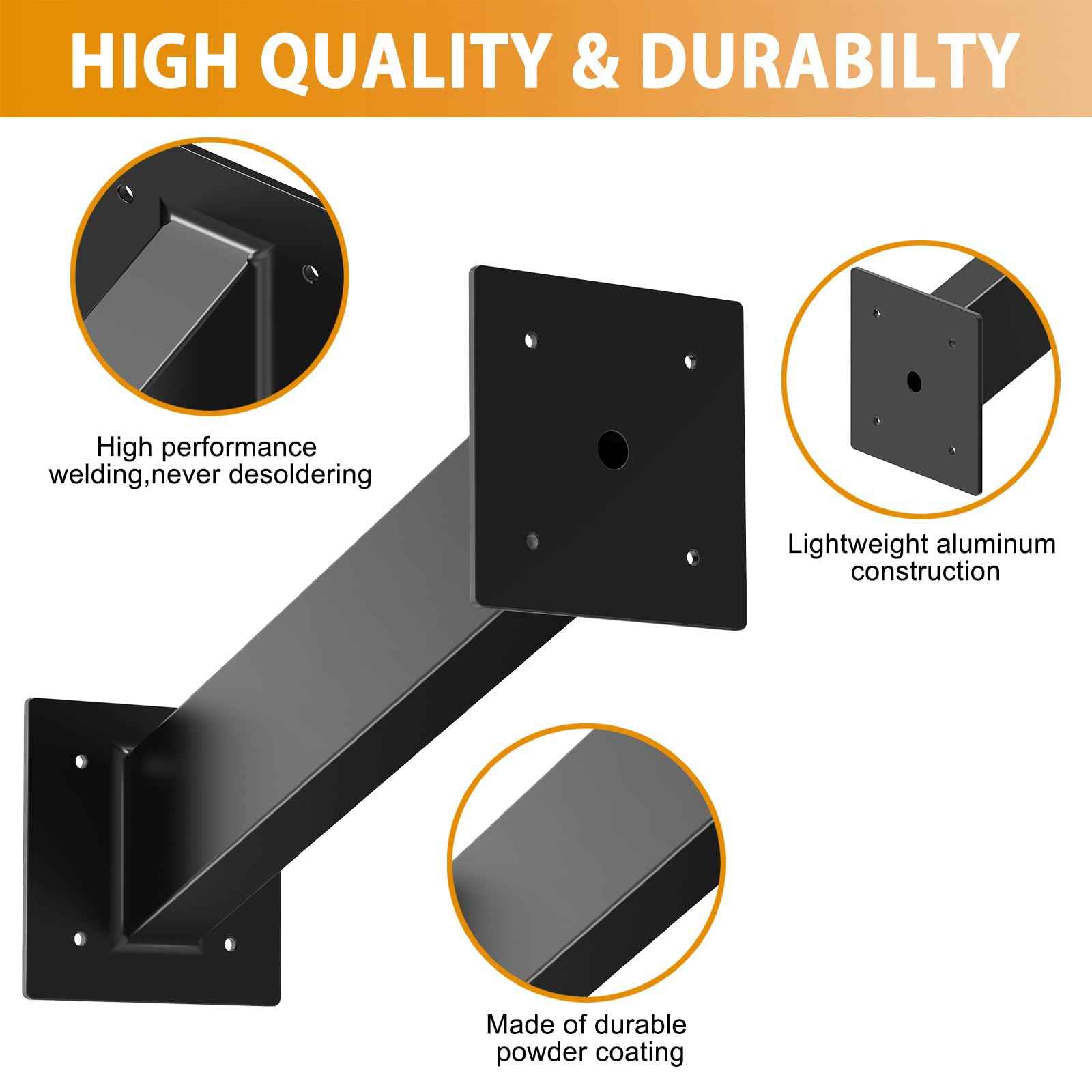 Keypad Mounting Post Bracket, Universal Gooseneck Keypad Pedestal for Keyboard on Automatic Gate Opener Systems or Garage Door, Black