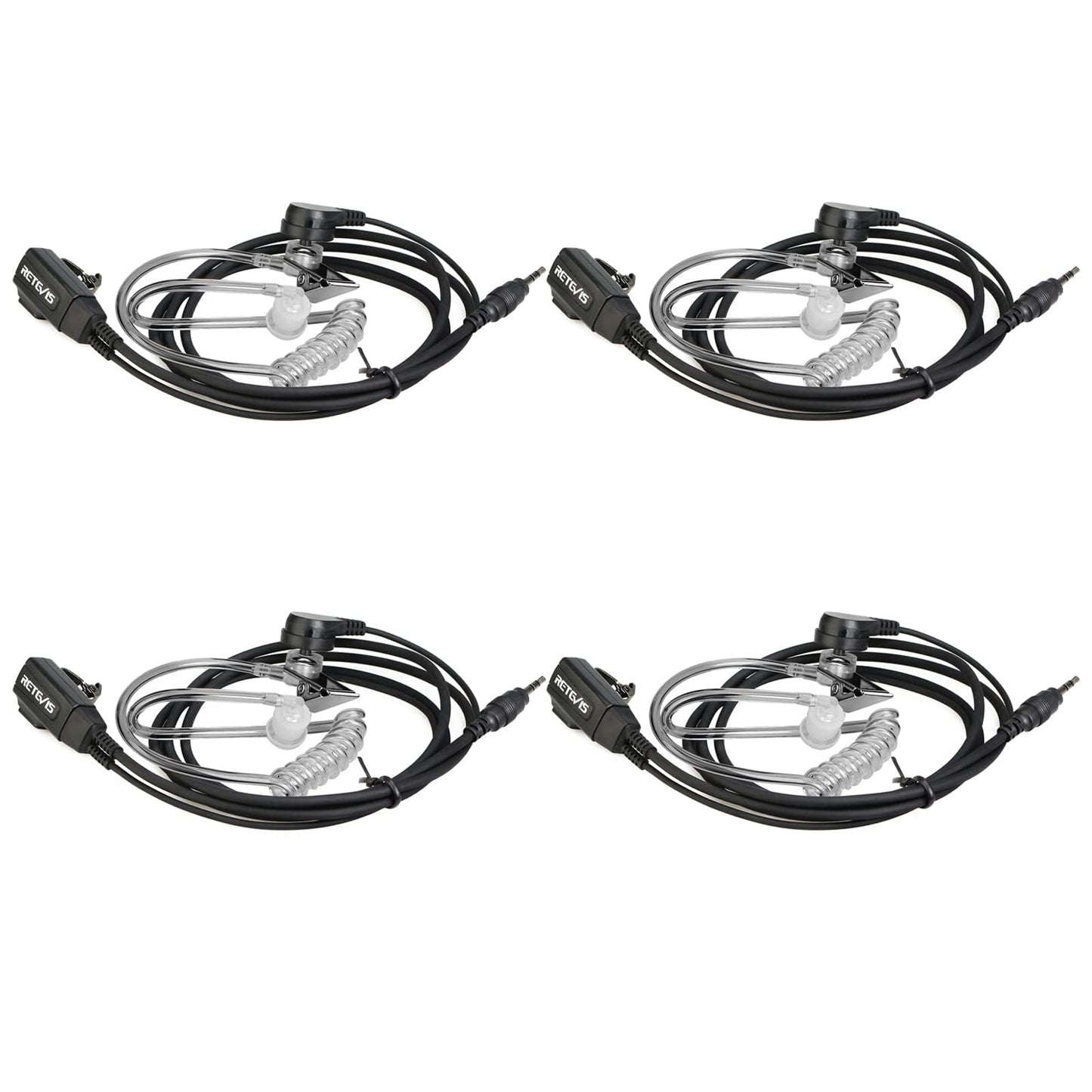 Retevis RB48 Walkie Talkies Headset with Mic 1 Pin 2.5mm, Compatible RB48 RB48 Plus RB48A RB48 Pro RT49 RT49B RT49P Two Way Radio, Acoustic Tube Two Way Radio Headset(4 Pack)