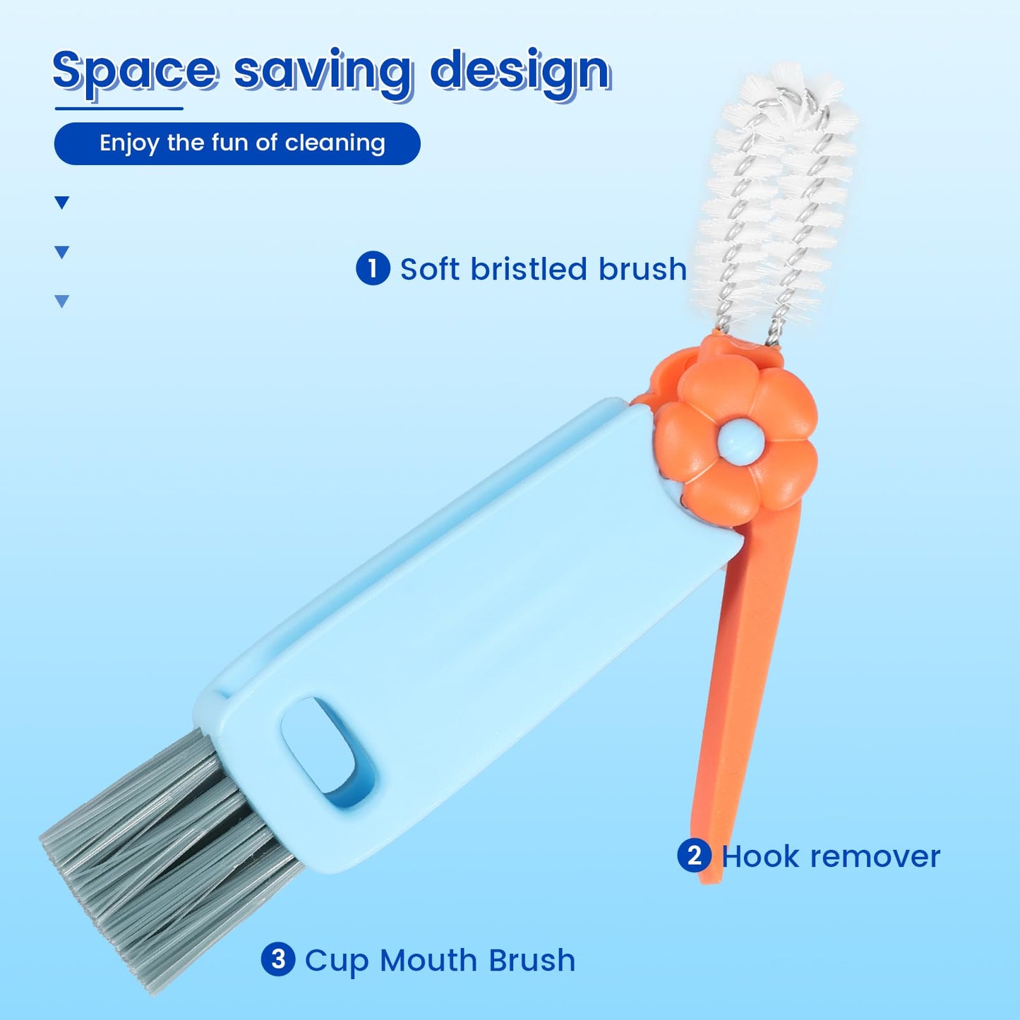 6Pcs Cup Lid Cleaning Brush Multifunctional Bottle Gap Cleaner Brush 180° Rotatable Cup Lid Gap Cleaning Brush Set Hangable Cup Crevice Cleaner Portable 3 Colors Cup Lid Cleaner for Bottle Cleaning