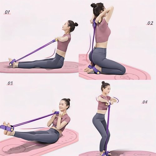 21 Fitness Resistance Bands - 4 Tube Pedal Ankle Puller for Effective Leg Stretching | 2023 Sit-Up Exercise Equipment