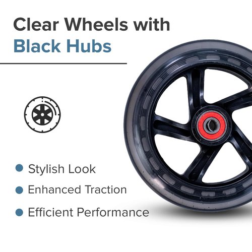 AlveyTech 125 mm Wheels for the Razor A3 Kick Scooter, Clear Wheel Black Hub (Set of 2)