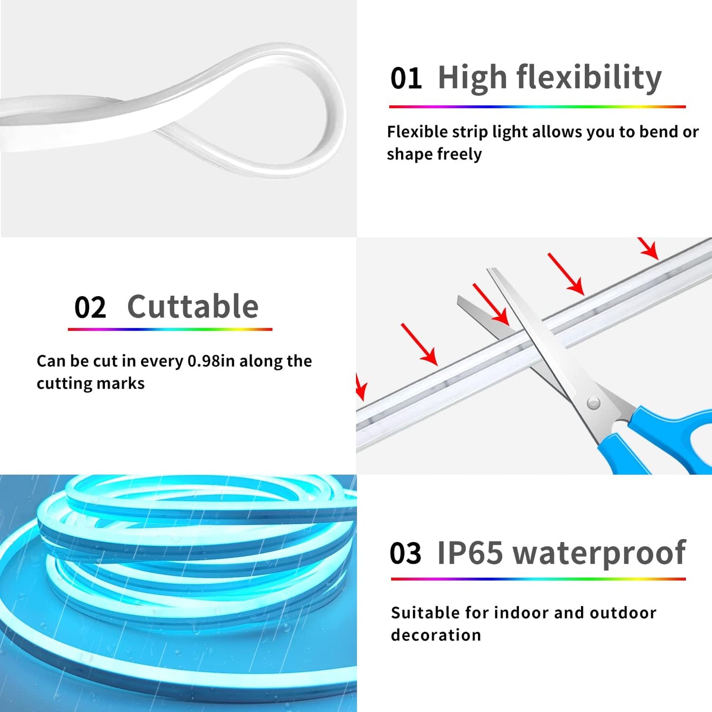 50ft RGB LED Neon Rope Lights with Remote & APP Control - Waterproof Flexible Strip for Bedroom & Outdoor Décor