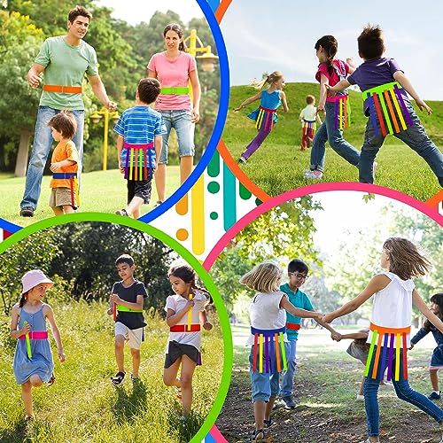 20 Pcs Catch Tail Game Belts for Kids & Adults, Colorful Outdoor Party Fun