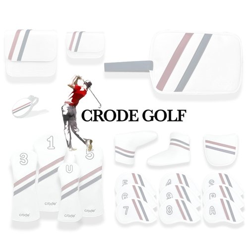 CRODE Golf Club Head Covers Premium Leather for Iron(9pcs/Set), Driver, Fairway Wood, Hybrid, Blade Putter, and Mallet Putter Cover Fit Most Brands (FairwayWood&Hybrid-7)