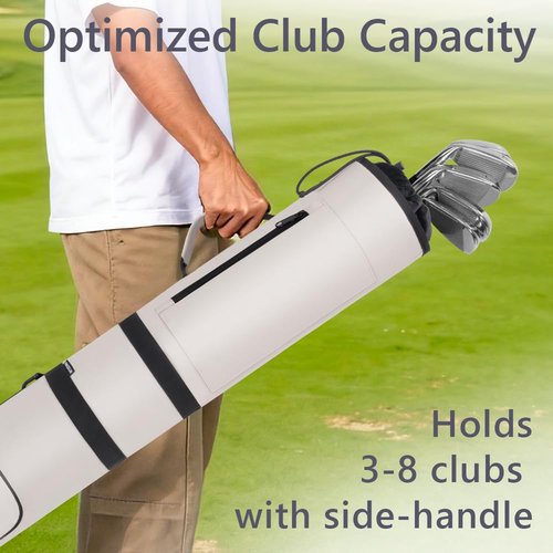 AKOZLIN Lightweight Golf Sunday Bag Golf Travel Carry Bag 3-6 Clubs Foldable Small Golf Bag with Shoulder Strap Grey