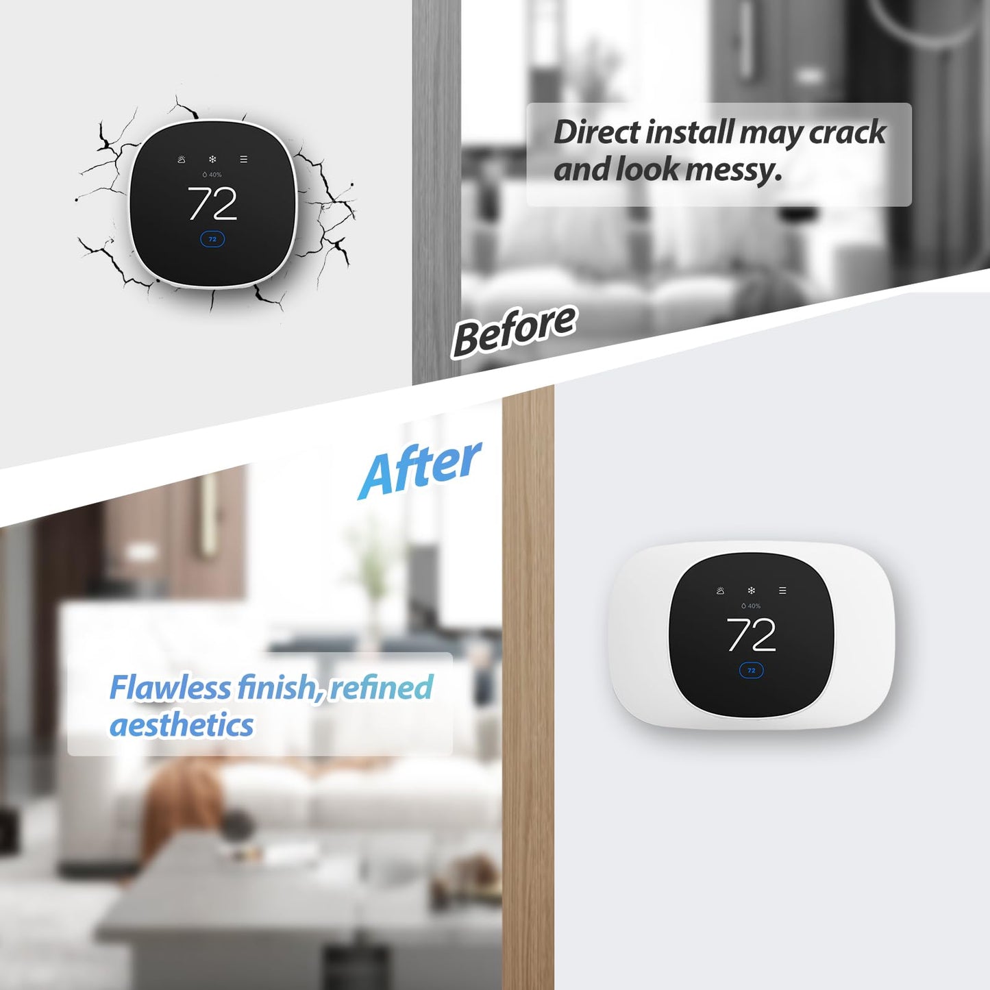CERCGVEL Trim Plate Compatible with ecobee Smart Thermostat Essential, Wall Plate Bracket Cover, Programmable Thermostat Accessory, Practical Kit, Bracket Mount Cover, Stylish Design